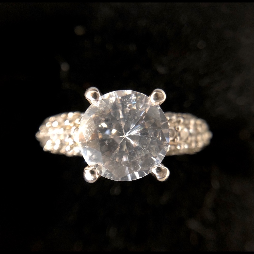 Sterling Silver CZ Ring With CZ Accents